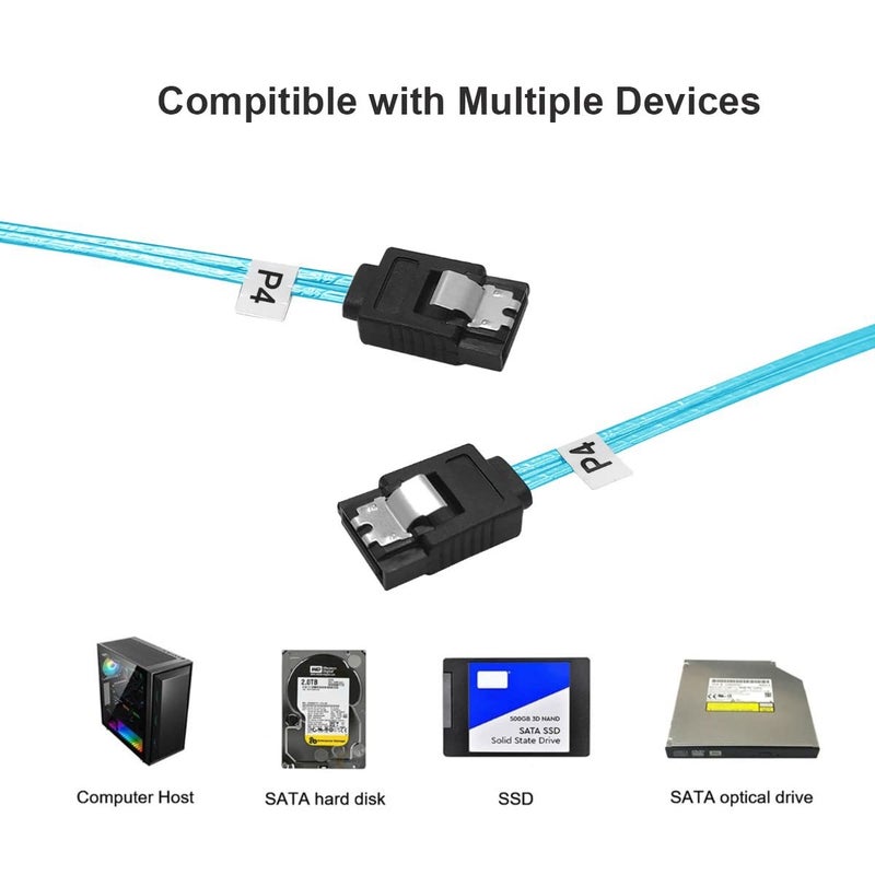 ADCAUDX SATA-III Cable:0.5M,5 Pack Thin SATA 6Gbps Cables, Straight Flexible 6Gbps Data with Locking Latch for SSD, HDD, CD, DVD Drives,Blue (1.6FT) - Image 5